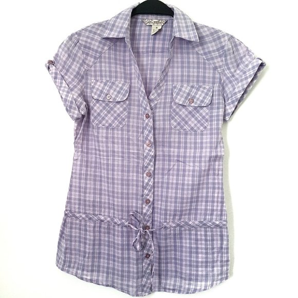 Fun & Flirt Lavender Collar Top - Size S - Picture 1 of 6